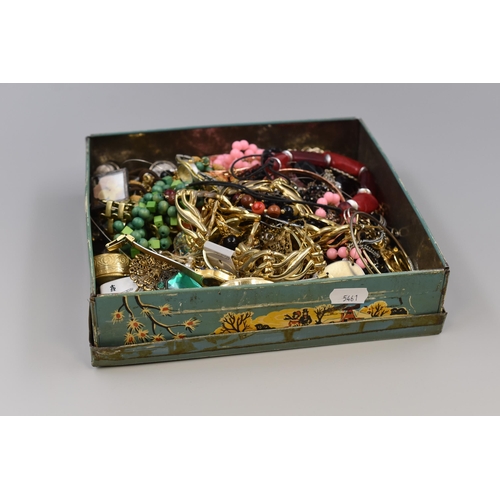 515 - Vintage Tin Heavy with Mixed Unsorted Jewellery