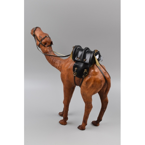 316 - Vintage Leather Camel Complete with Harness and Twin Seat Approx. 32cm to top of Head