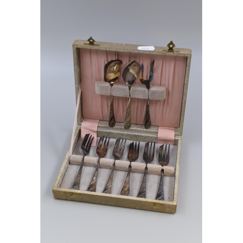 523 - Vintage Boxed Cake Dessert Fork Set with Spoons