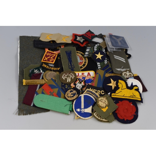 526 - Aprrox 60 Mixed Military Cloth Uniform Badges