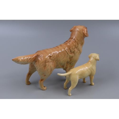 328 - Two Beswick Dog Figurines, Includes Golden Retriever and Golden Labrador. Tallest Approx 5.5