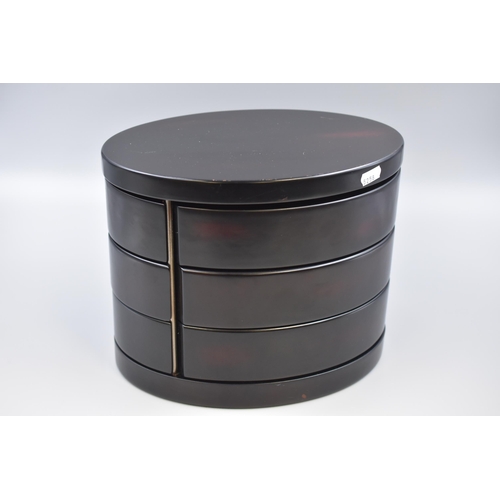 534 - Large Three Tier Wooden Jewellery Box 11.5