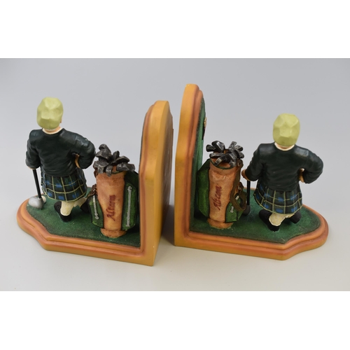 340 - A Pair of Resin Golfer Bookends, Approx 6.5