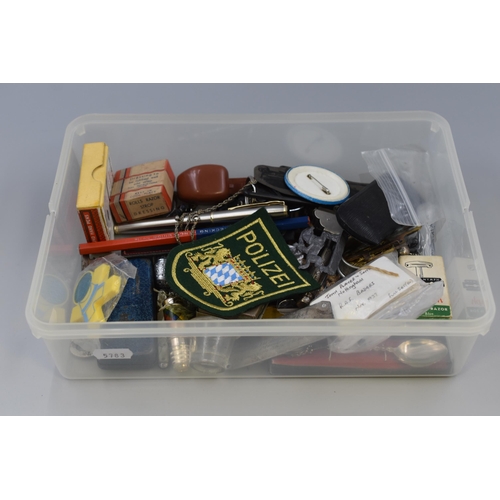 897 - Tray of Assorted Collectables including Pens, Patch Badge, Pocket Knife and More