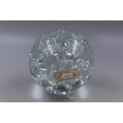 355 - Large Controlled Bubble Clear Glass Paperweight (8