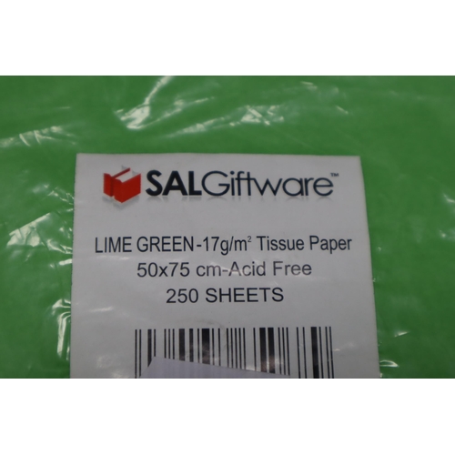 903 - Two New Packs of Approx 500 Acid Free Lime Green and Black Tissue Paper 75x 50cm