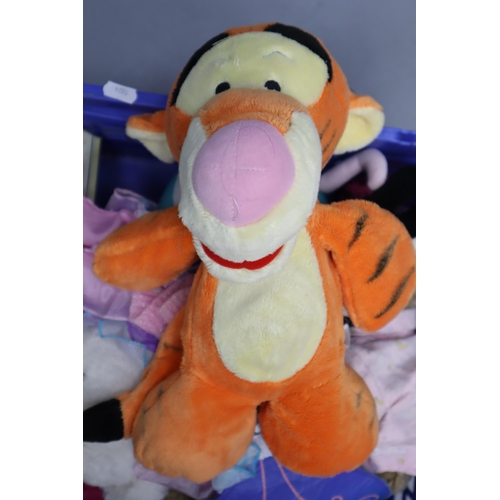 913 - A Selection of Childrens Soft Toys To include Disney, Build-A-Bear With Clothes, And More