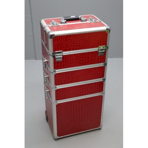 753 - Red Makeup Case Trolley/Beauty Box Approx 30