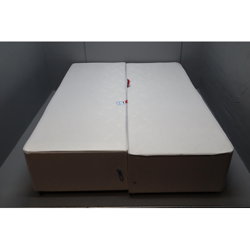 754 - Very Clean Double Bed Divan Two Drawer Bed Base Fitted with Non Slip Covering, Castors and Jointing ... 