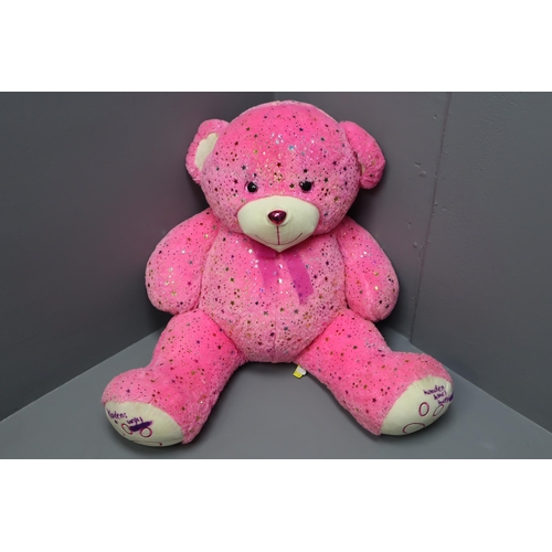 763 - Sparkling Pink Stuffed Star Bear Approx 38