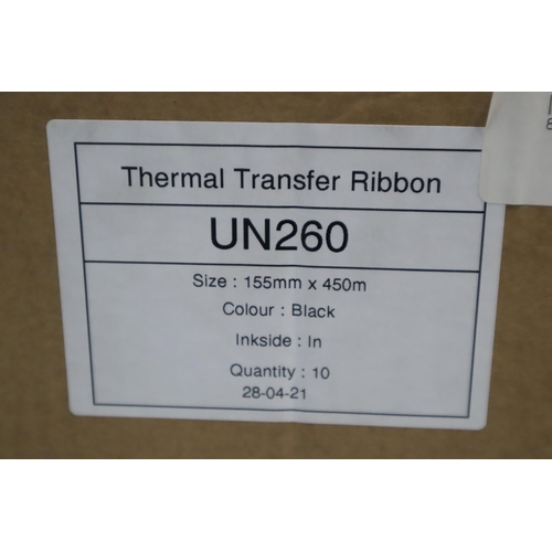 813 - One Box of 10 Rolls of Thermal Transfer Ribbon 155mm x 450m Code UN260