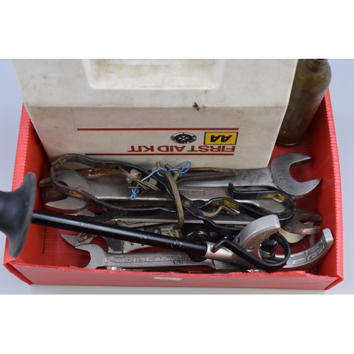 821 - A Selection of Tools And More To Include First Aid Kit, Bedford Spanner Set, And More