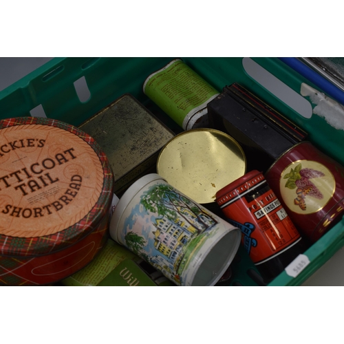 948 - Selection of 23 Vintage Metal Collectors Tins including Mackies, Elastoplast, Post office Savings an... 