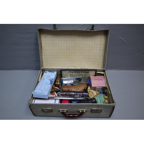 751 - Vintage Case to include a Mixed Variety of items, includes Shoe Stretch, Darth Vader Tin with Pencil... 