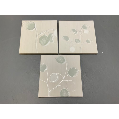 119 - Three Neutral & Sage Coloured Canvas Pictures (12”x12”)