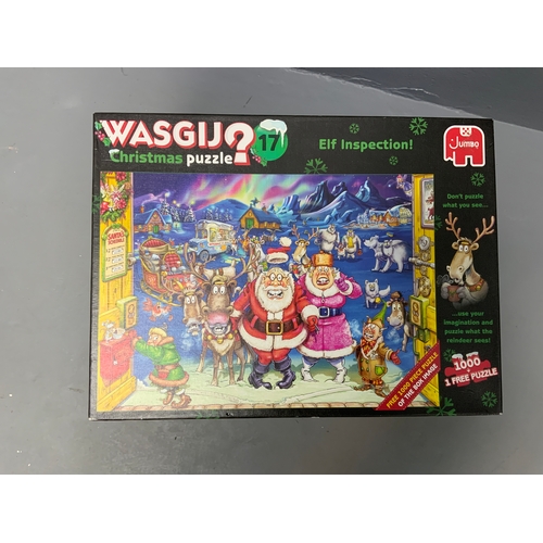 122 - Seven Wasgij Boxed Comedy Puzzles, includes Retro Time Travel, Safari Surprise and more (unchecked)