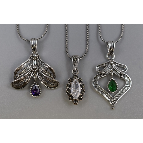 5 - Three Silver 925 Pendant Necklaces in Various Designs