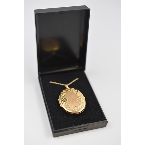 6 - Hallmarked 375 (9ct) Gold Large Locket Pendant Necklace (Weight 8.36 grams) Complete with Presentati... 