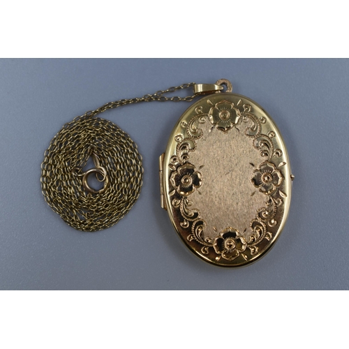 6 - Hallmarked 375 (9ct) Gold Large Locket Pendant Necklace (Weight 8.36 grams) Complete with Presentati... 