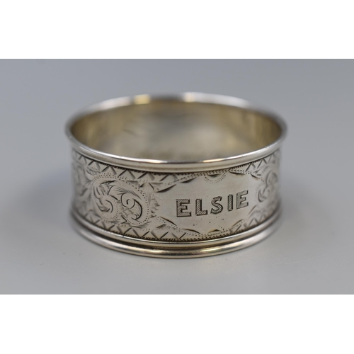 8 - Hallmarked Birmingham Silver Inscribed Napkin Ring