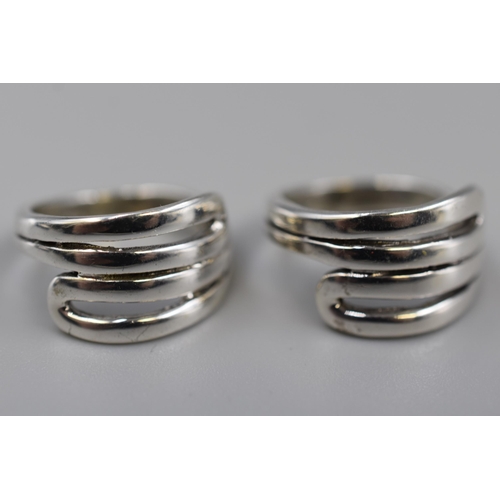 12 - Two Silver 925 Band Rings (Sizes M and N)