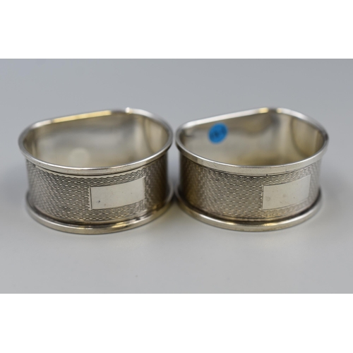 20 - Two Hallmarked Birmingham Silver Machine Finished Napkin Rings