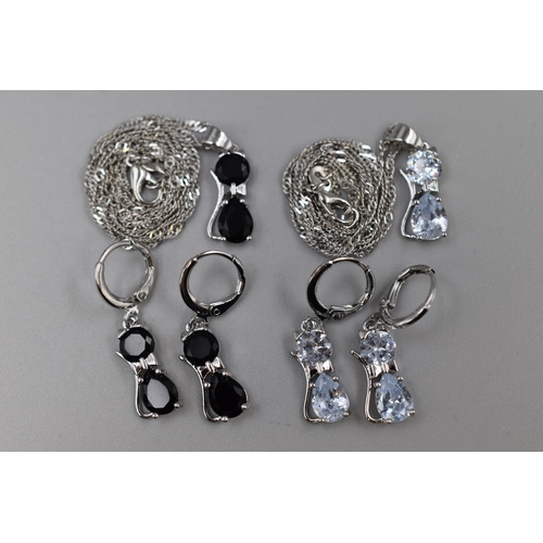 39 - Four New Silver 925 items to include Two Cat Necklaces and Two Pairs of Cat Earrings. With Presentat... 