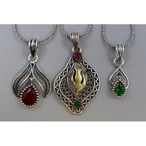 44 - Three Silver 925 Pendant Necklaces in various Designs