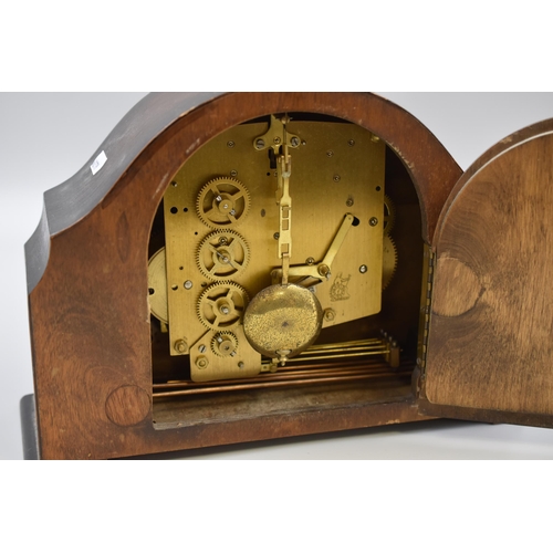 264 - Vintage Wood Cased Bentima Mantle Clock does chime when fingers are rotated complete with Pendlum an... 