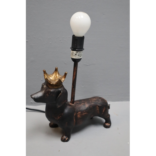 272 - Sausage Dog Table Lamp (12” High to top of Bulb x 9” Long), working (bulb for testing, n... 