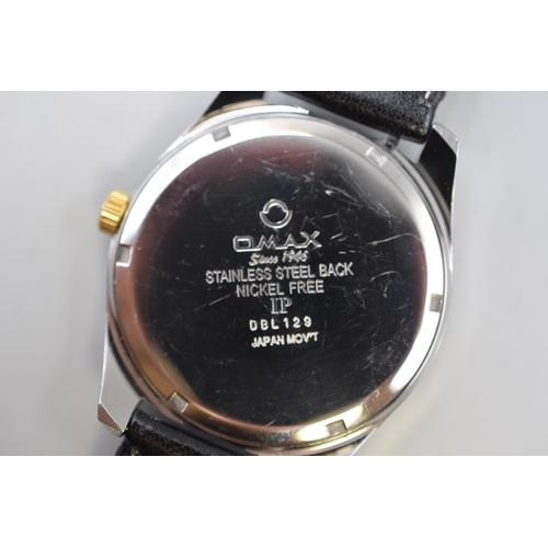 100 - Omax Gents Quartz Watch with Original Tag (Working)