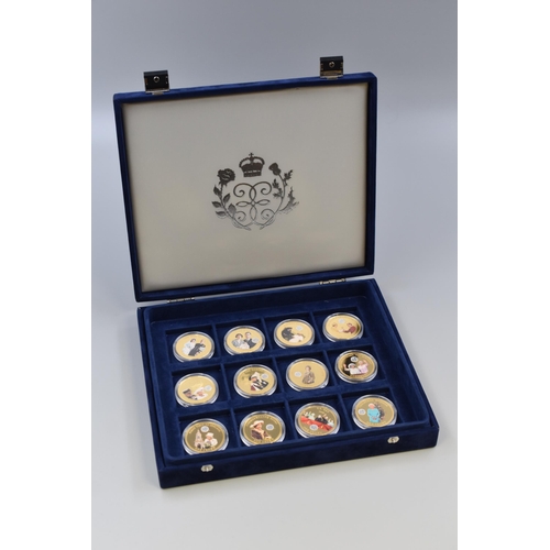 137 - A Set of Twelve Bradford Exchange Collectable Gold Plated Crowns, Most Relating To Queen Elizabeth I... 