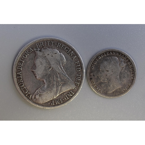 138 - Victorian Silver 1896 Shilling and a 1895 Threepence