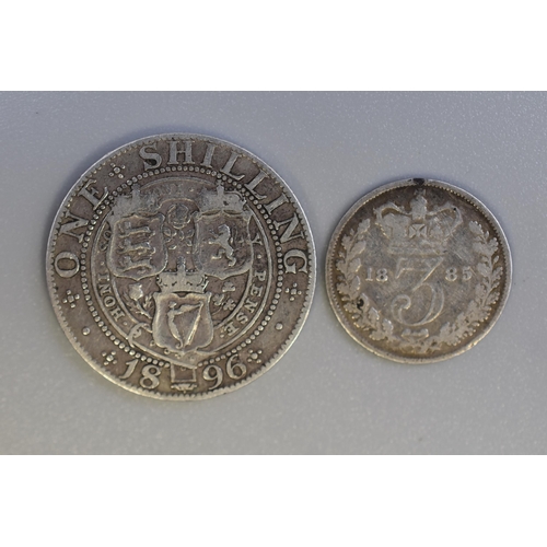 138 - Victorian Silver 1896 Shilling and a 1895 Threepence