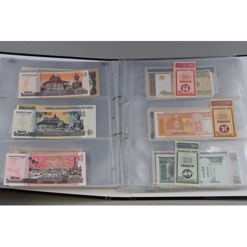 146 - Album of Over 100 Bank Notes, Various Countries (Approx. 28 Countries). Includes Iran, USA, Honduras... 