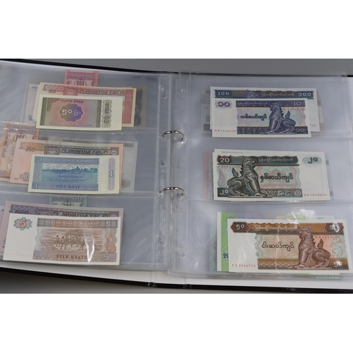 146 - Album of Over 100 Bank Notes, Various Countries (Approx. 28 Countries). Includes Iran, USA, Honduras... 