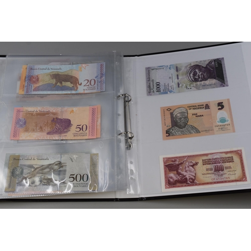 146 - Album of Over 100 Bank Notes, Various Countries (Approx. 28 Countries). Includes Iran, USA, Honduras... 