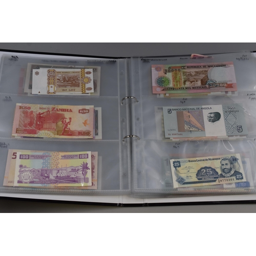 146 - Album of Over 100 Bank Notes, Various Countries (Approx. 28 Countries). Includes Iran, USA, Honduras... 