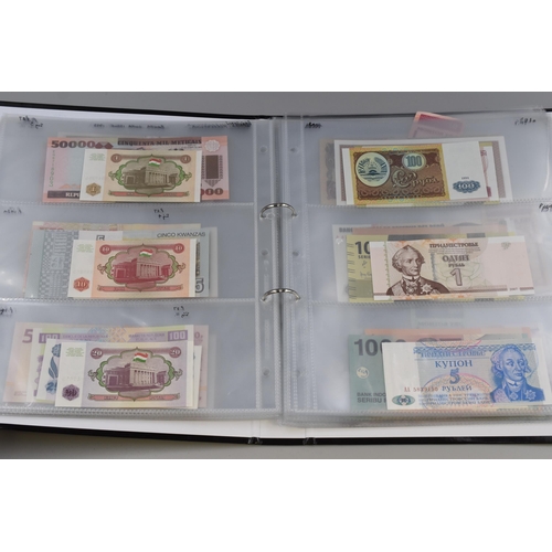 146 - Album of Over 100 Bank Notes, Various Countries (Approx. 28 Countries). Includes Iran, USA, Honduras... 