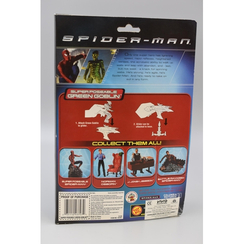 163 - Spiderman: Collectible, Super Poseable Green Goblin, Glider and Base Action Figure, Has Been Opened ... 