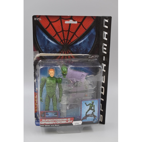 163 - Spiderman: Collectible, Super Poseable Green Goblin, Glider and Base Action Figure, Has Been Opened ... 