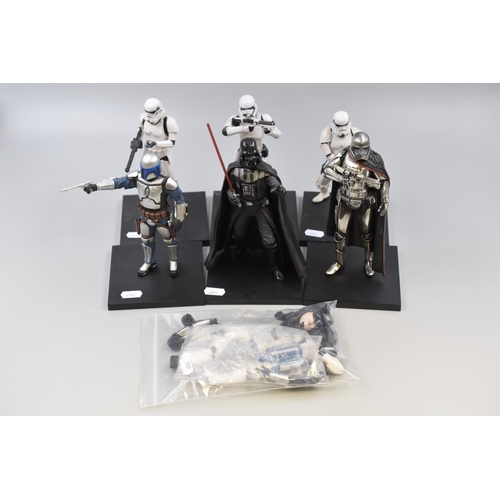 166 - Star Wars: Collection of Six Star Wars Figures to Include, Darth Vader, Jango Fett, Phasma Captain a... 