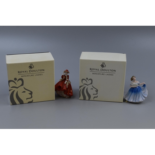 195 - Two Boxed Royal Doulton Miniature Figures, Elaine (M201) and Top O T’Hill (M217)