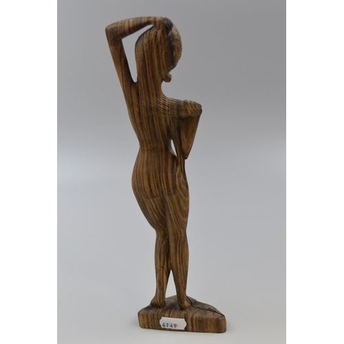 227 - Hand Carved Solid Wood Naked Japanese Lady Statue 12