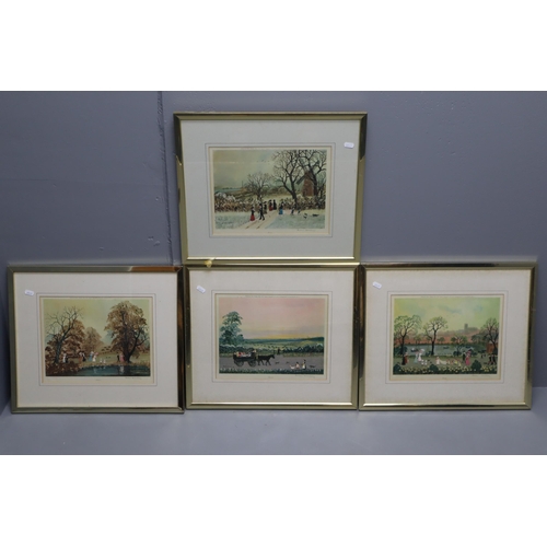 362 - Set of Four Pencil Signed Helen Bradley Prints, depicting the Four Seasons; with blind stamp, framed... 