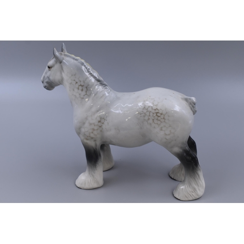 229 - Large Vintage Beswck White Speckled Shire Horse, Slight Chip to Rear of Left Ear but does not detrac... 