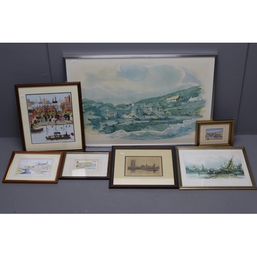 371 - Seven Framed and Glazed Nautical/Boat Themed Artpieces. Includes Two Signed Limited Edition Prints (... 