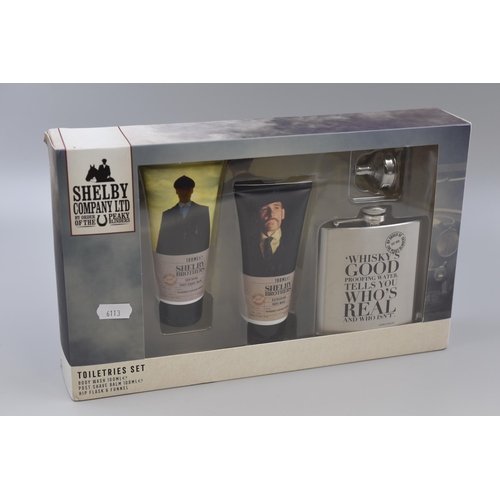 390 - Peaky Blinders Shelby Company LTD Toiletries Set Including Body Wash, Post Shave Balm, Hip Flask and... 