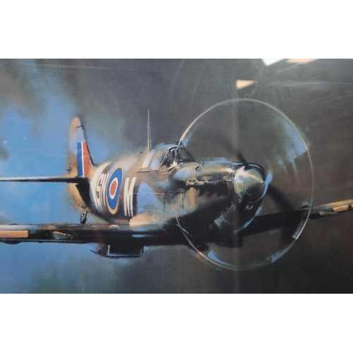 576 - A Framed and Glazed Barrie AF Clarke Spitfire Print, Approx 22