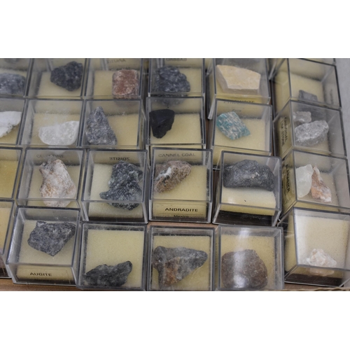 400 - Approx 50 Rock Samples in Labelled Display Cases including Andradite, Augite, and More